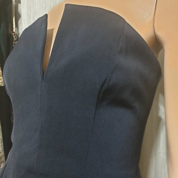 CAMEO Navy Blue Sleeveless Peplum Top AU-XS w/ Notched Neckline Zip Closure - Picture 8 of 13